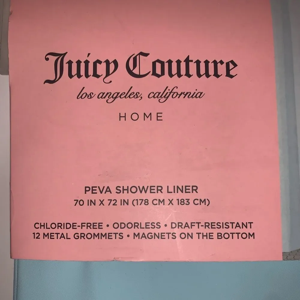 NWT Light Blue Juicy Couture Shower Curtain/Liner